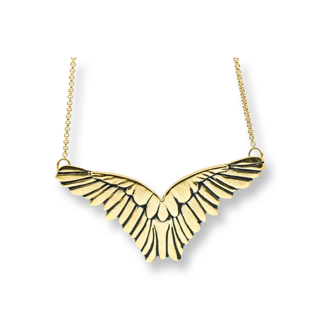 Gold Wings Necklace/ Gold Vermeil/ Big Wings/ Wings Jewelry