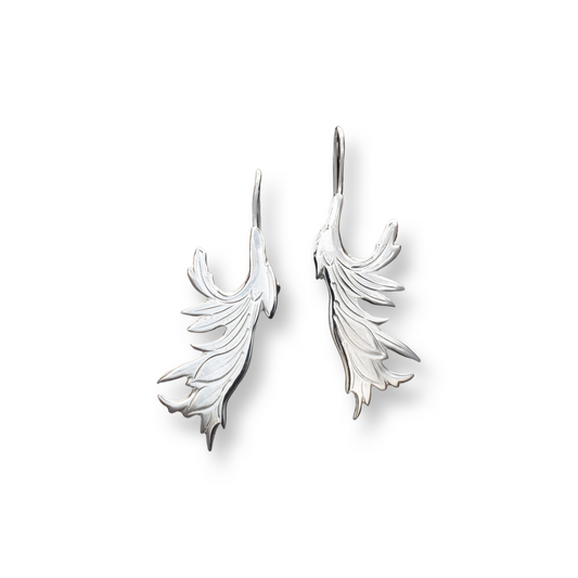 Leaf Earrings/ Sterling Silver/ Feather Earrings