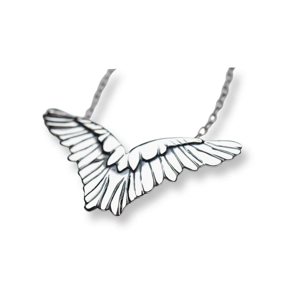 Large Wings Necklace/ Sterling Silver Wings