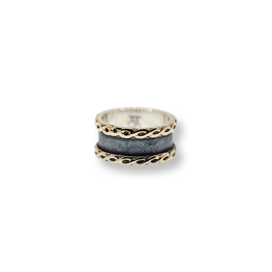 Black and Gold Ring/ Sterling Silver/ Gold Filled/ Unisex Ring/ Wedding Band