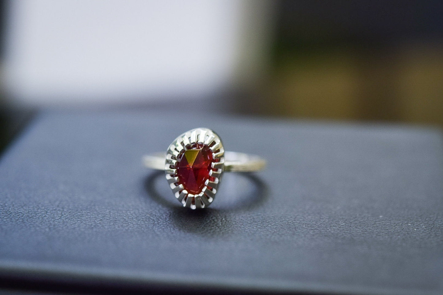 Garnet Stacking Ring/ Sterling Silver/ Stacking Ring