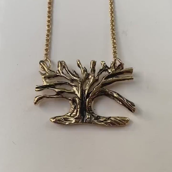 14k Gold Vermeil Oak Tree/ Gold Tree Necklace