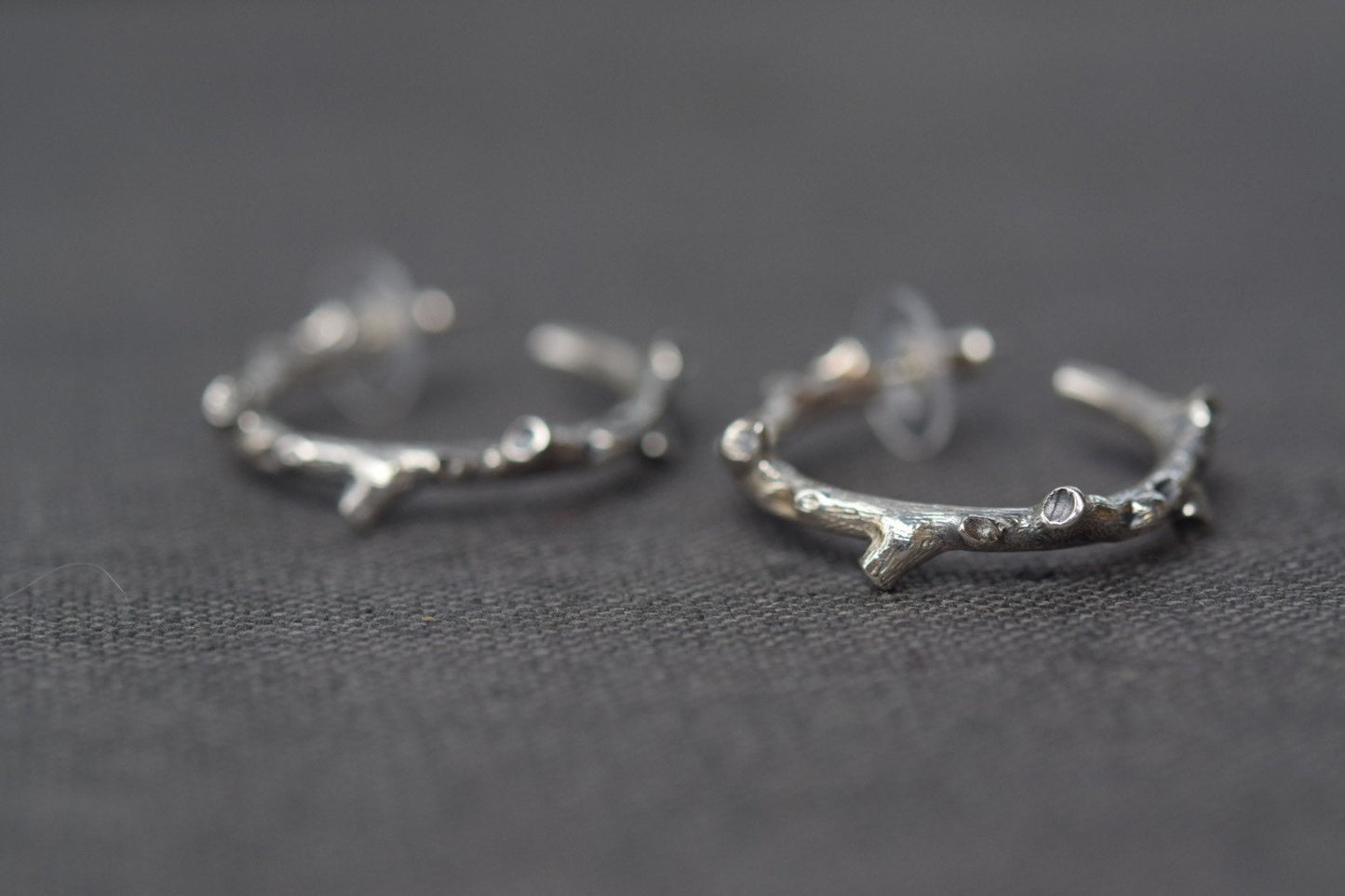 Branch Hoop Earrings/ Sterling Silver