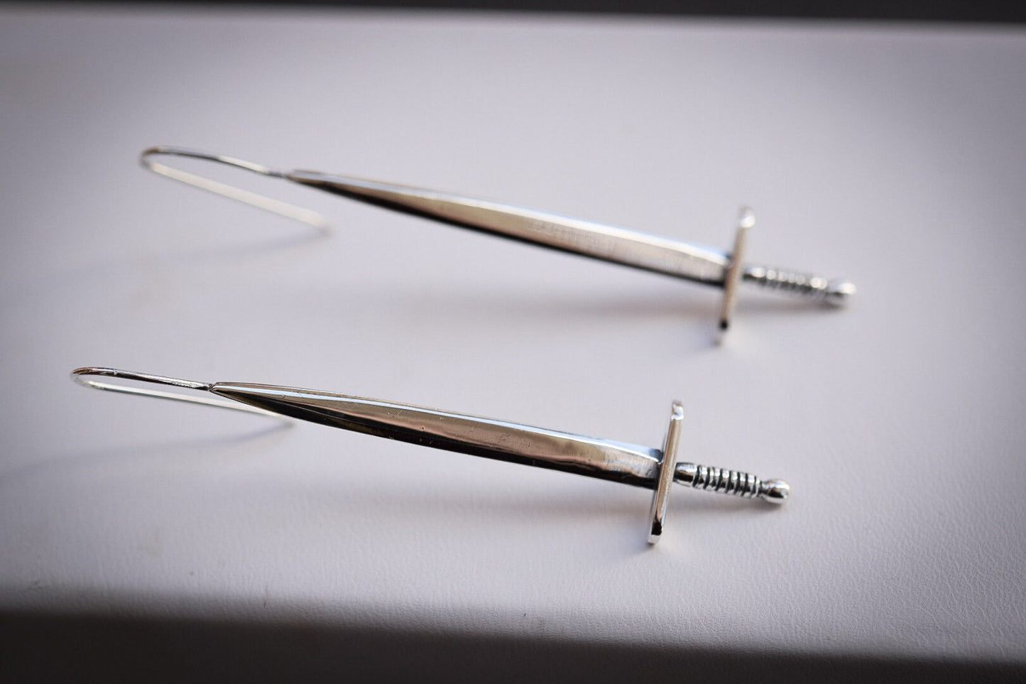 Sword Earrings/ Sterling Silver/ Dangle/ Post