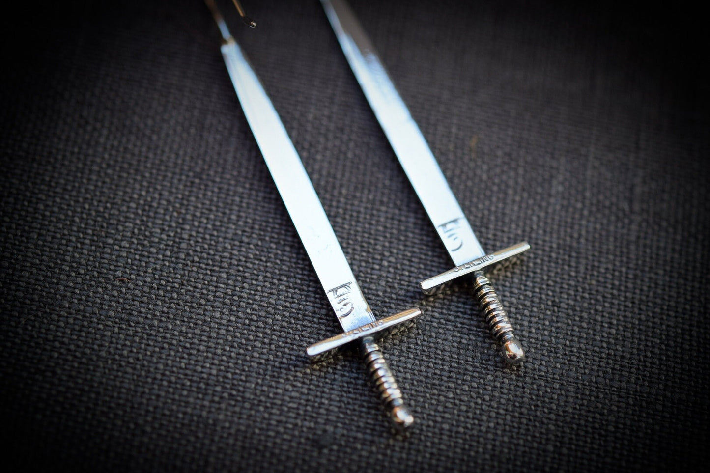 Sword Earrings/ Sterling Silver/ Dangle/ Post