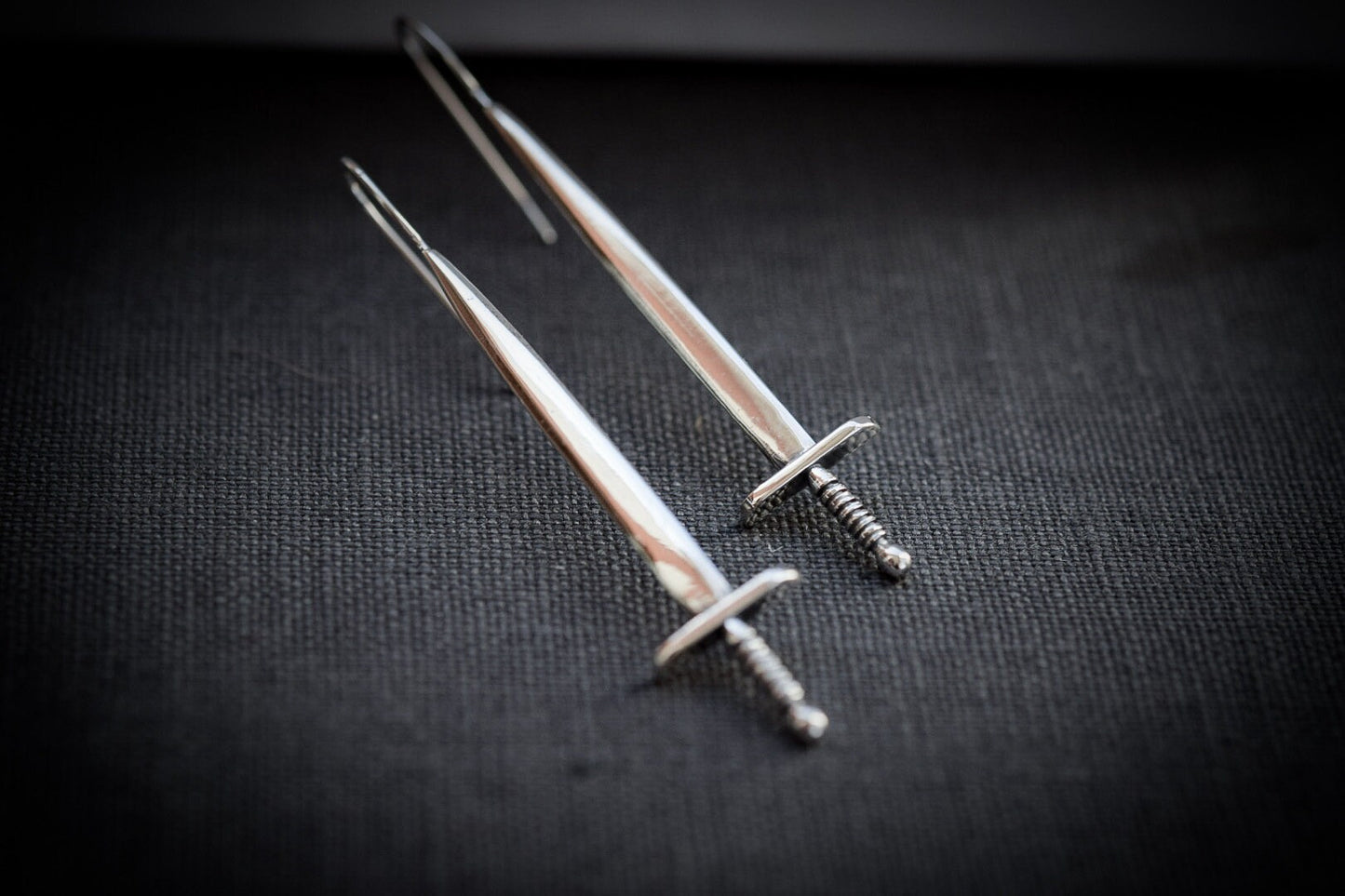 Sword Earrings/ Sterling Silver/ Dangle/ Post