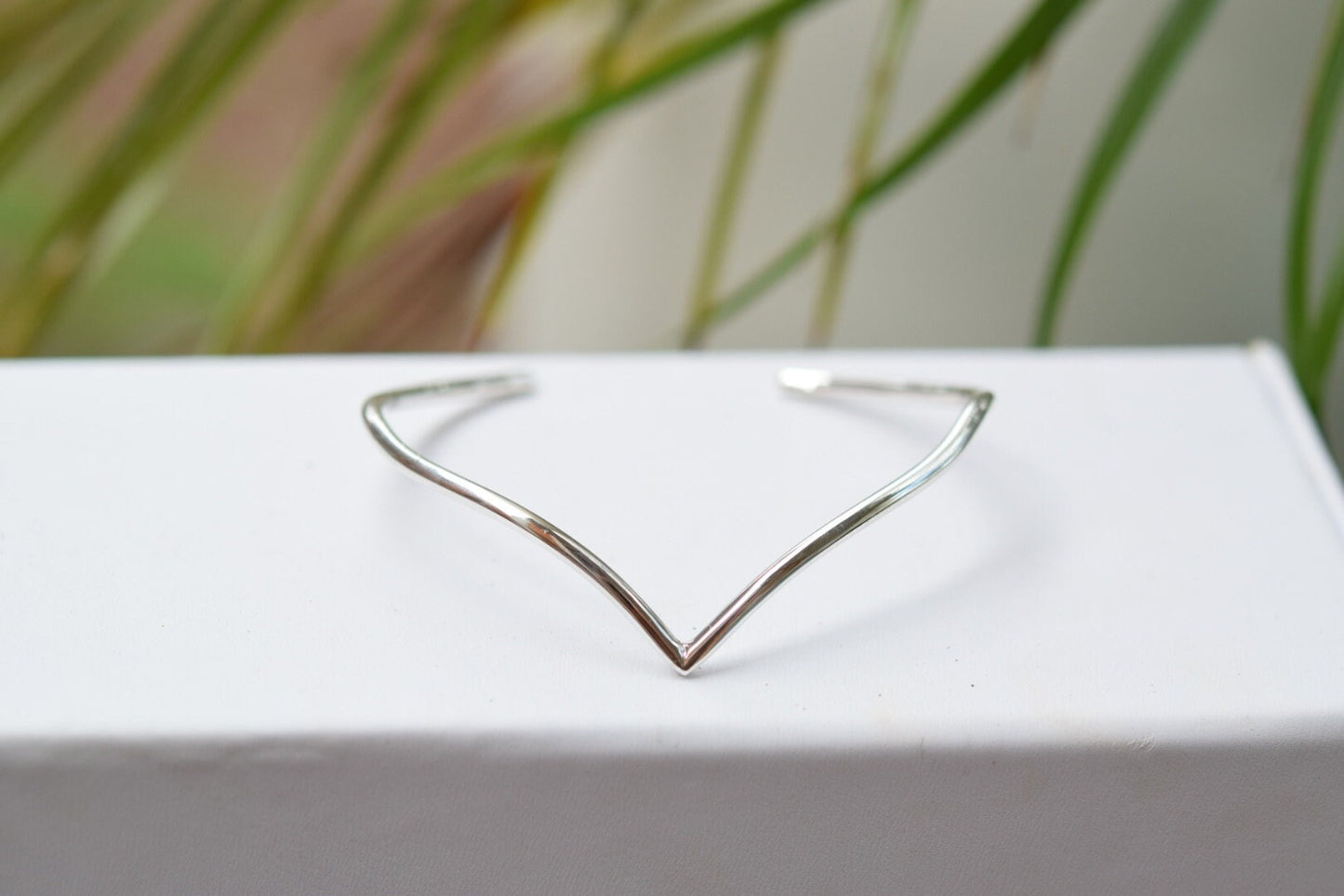 V Cuff/ Sterling Silver/ Chevron Cuff