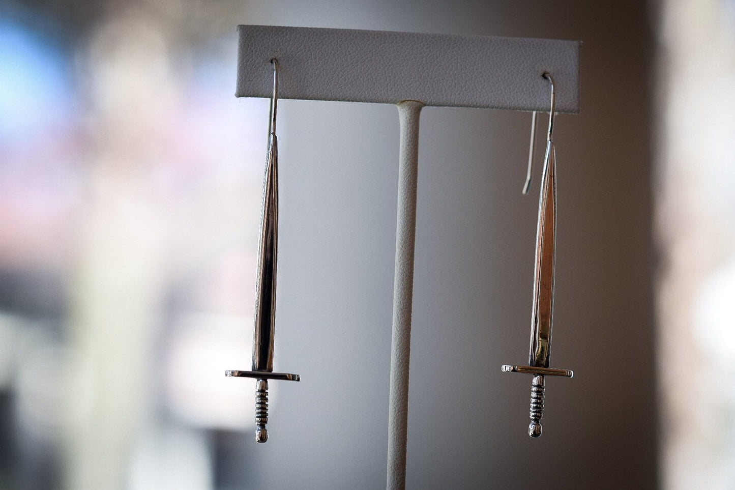 Sword Earrings/ Sterling Silver/ Dangle/ Post