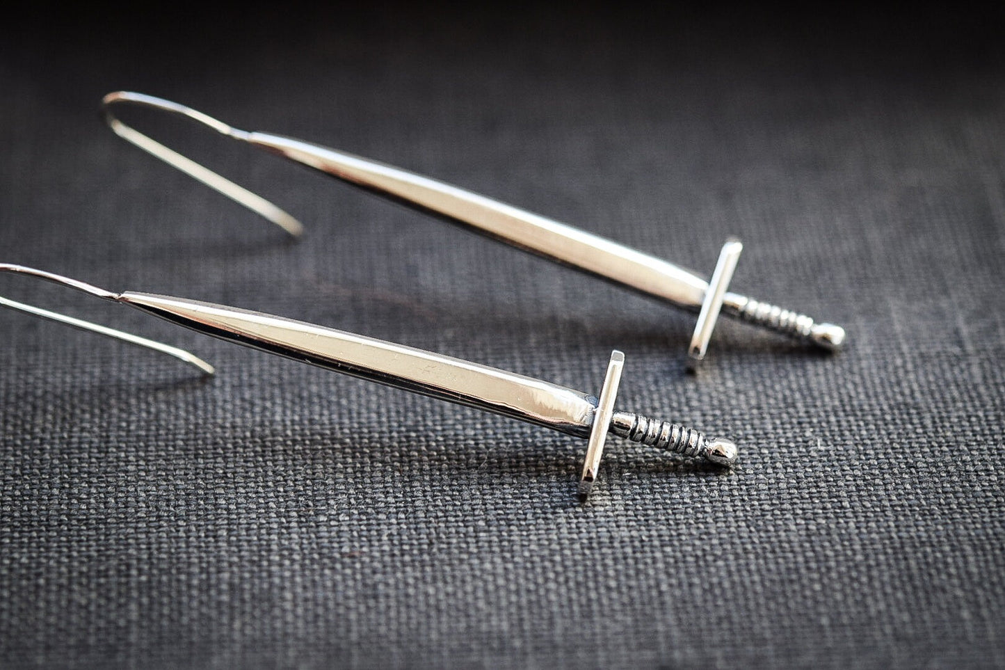 Sword Earrings/ Sterling Silver/ Dangle/ Post