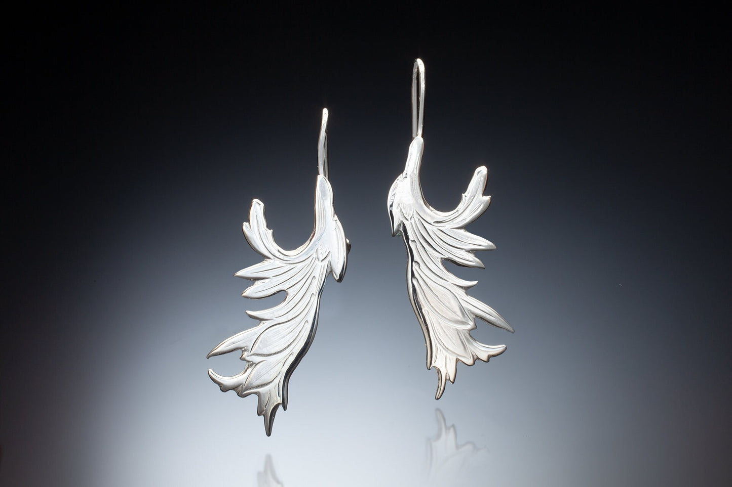 Leaf Earrings/ Sterling Silver/ Feather Earrings