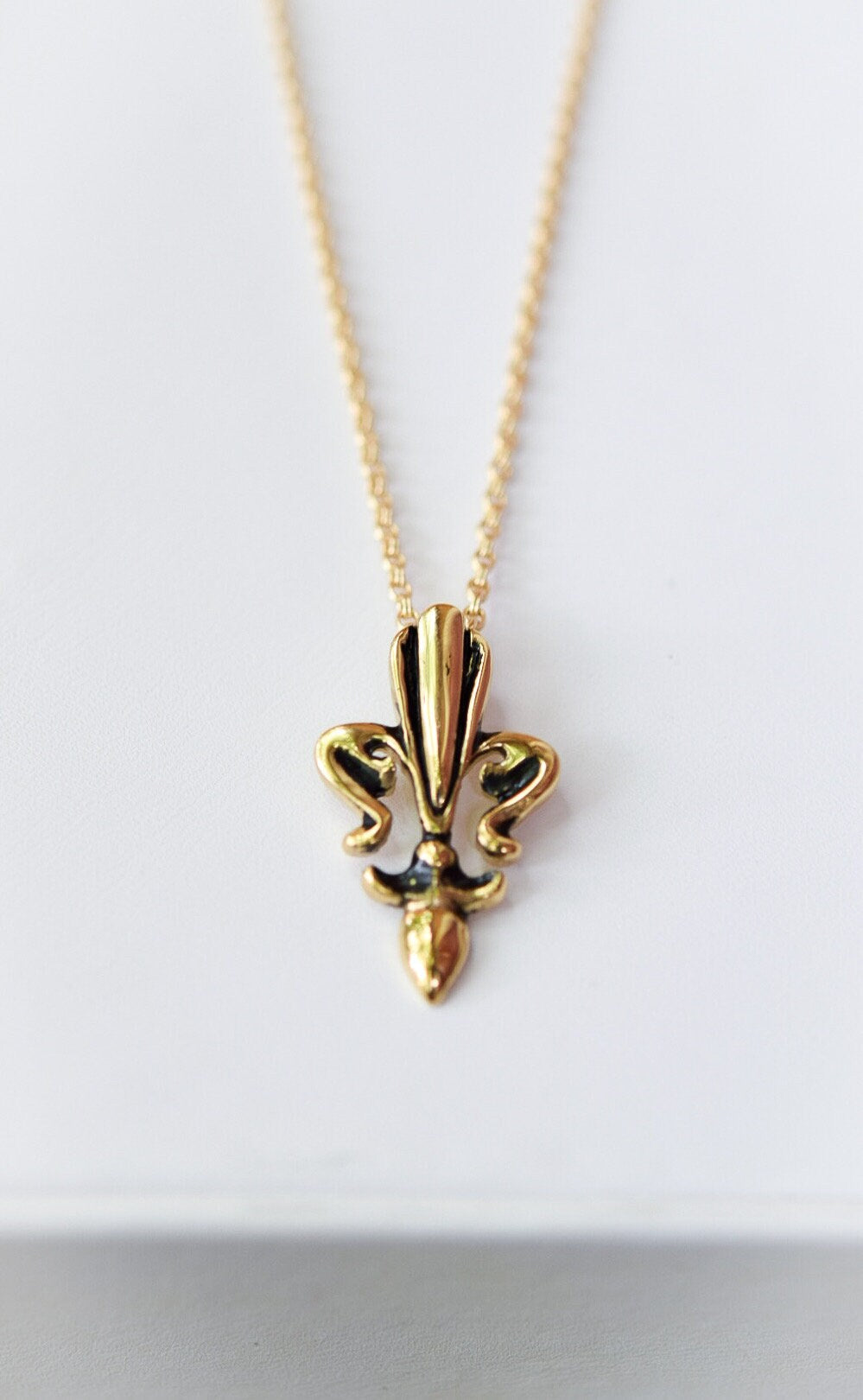 14k Gold Vermeil Fleur De Lis/ Gold Fleur De Lis Necklace