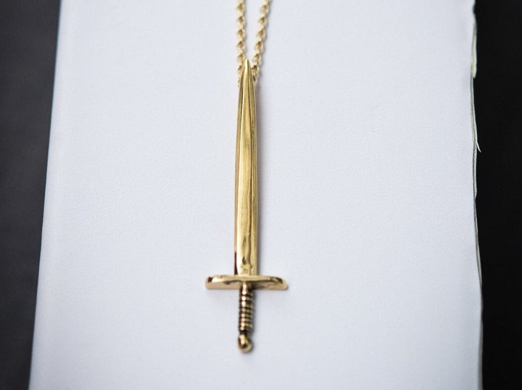 14k Gold Vermeil Sword/ Gold Sword Necklace