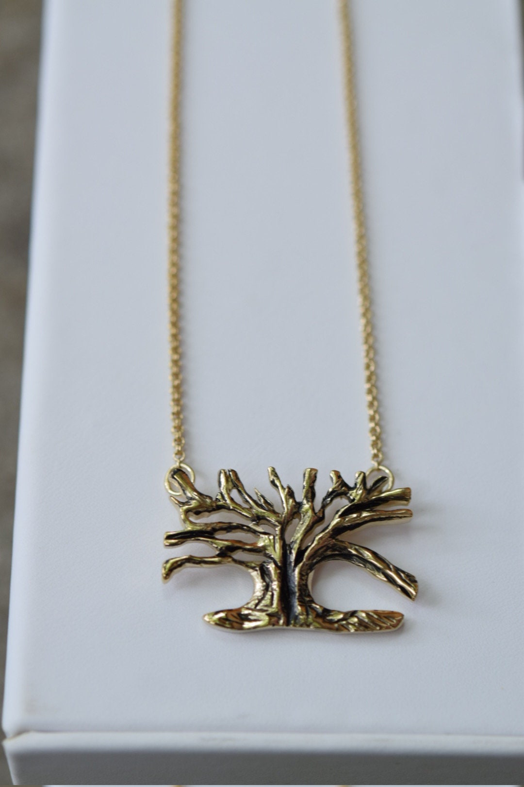 14k Gold Vermeil Oak Tree/ Gold Tree Necklace