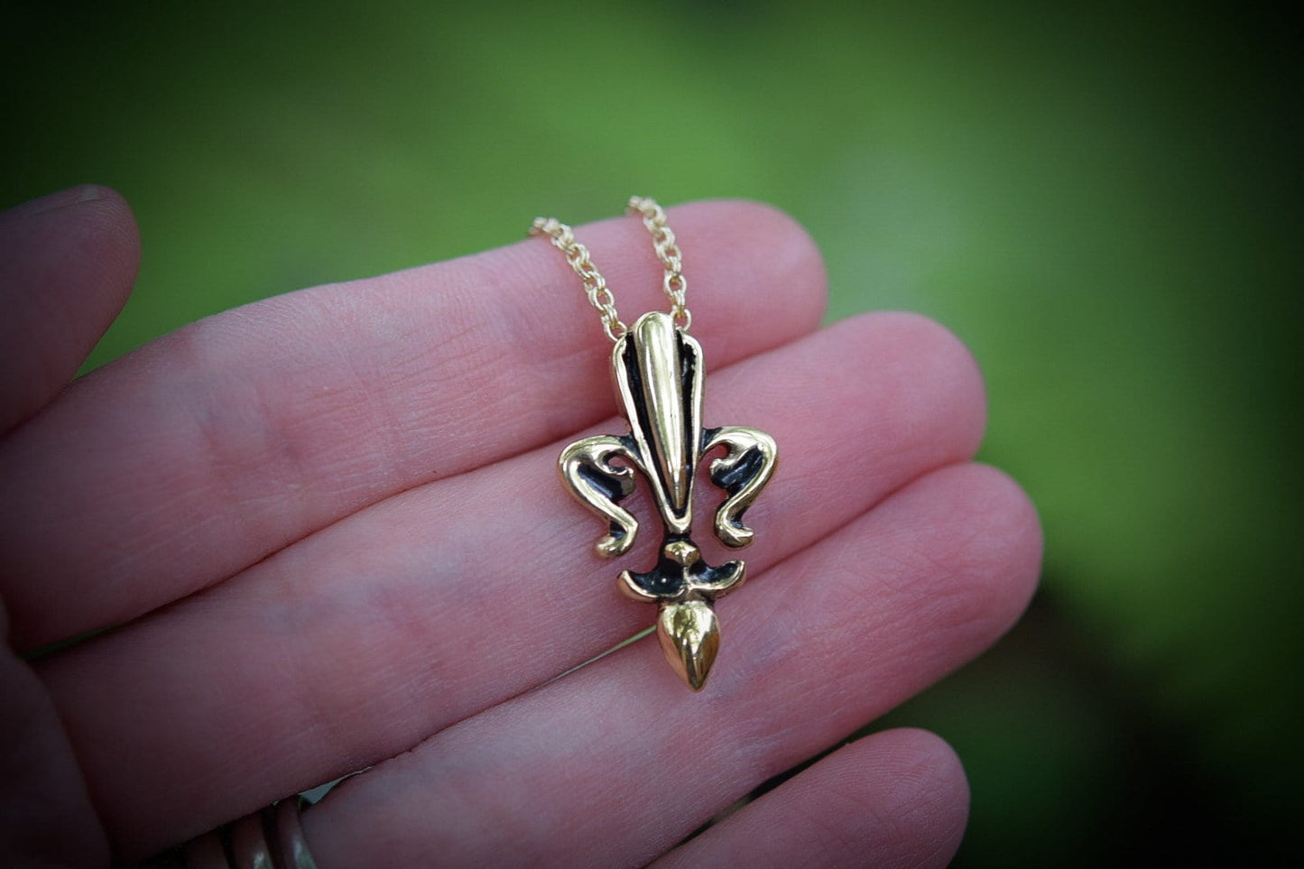 14k Gold Vermeil Fleur De Lis/ Gold Fleur De Lis Necklace