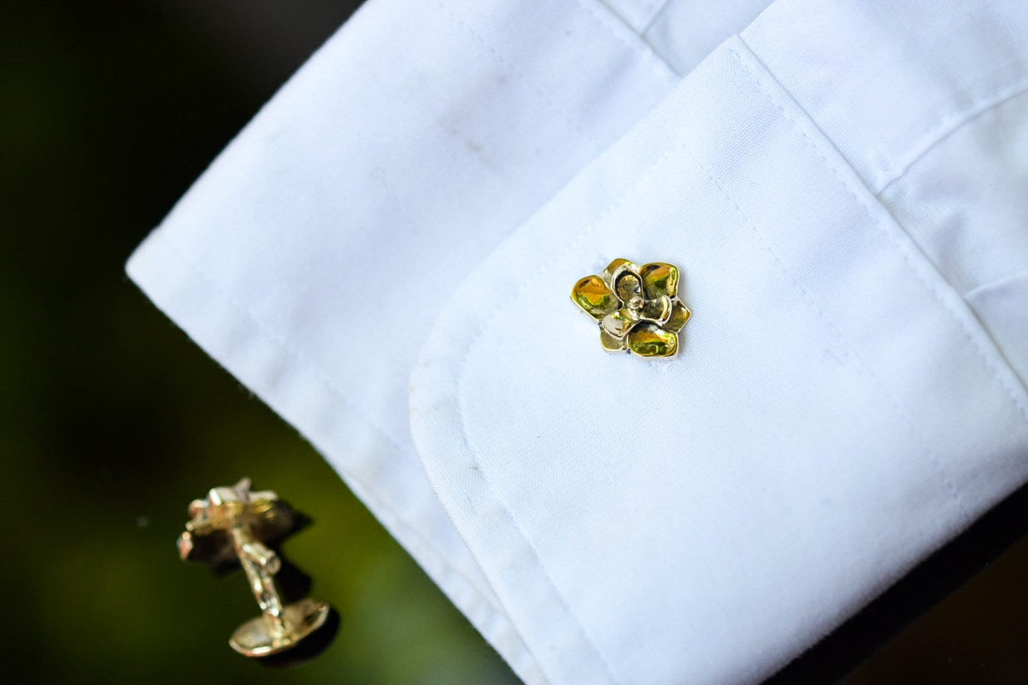 14k Gold Magnolia Cufflinks/ Solid Gold Cufflinks/ Magnolia Cufflinks