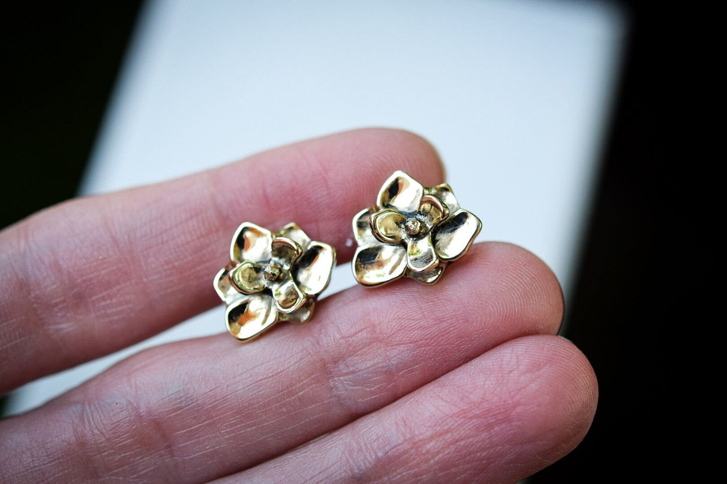 14k Gold Magnolia Cufflinks/ Solid Gold Cufflinks/ Magnolia Cufflinks