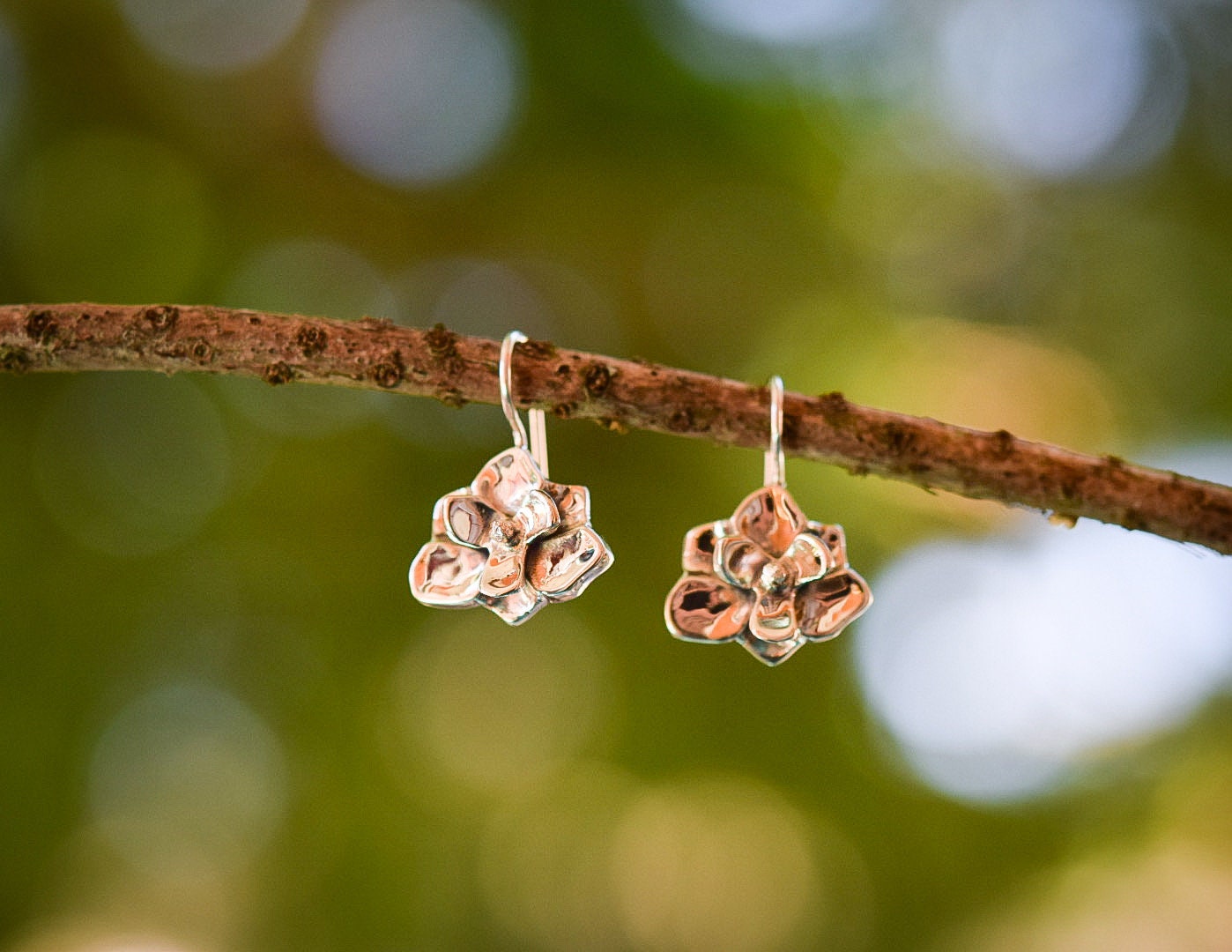 Magnolia Earrings/ Sterling Silver/ Dangle Earrings/ Post Earrings