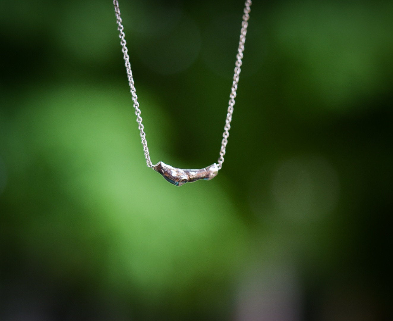 Tiny Branch Necklace/ Sterling Silver/ Small Twig Necklace