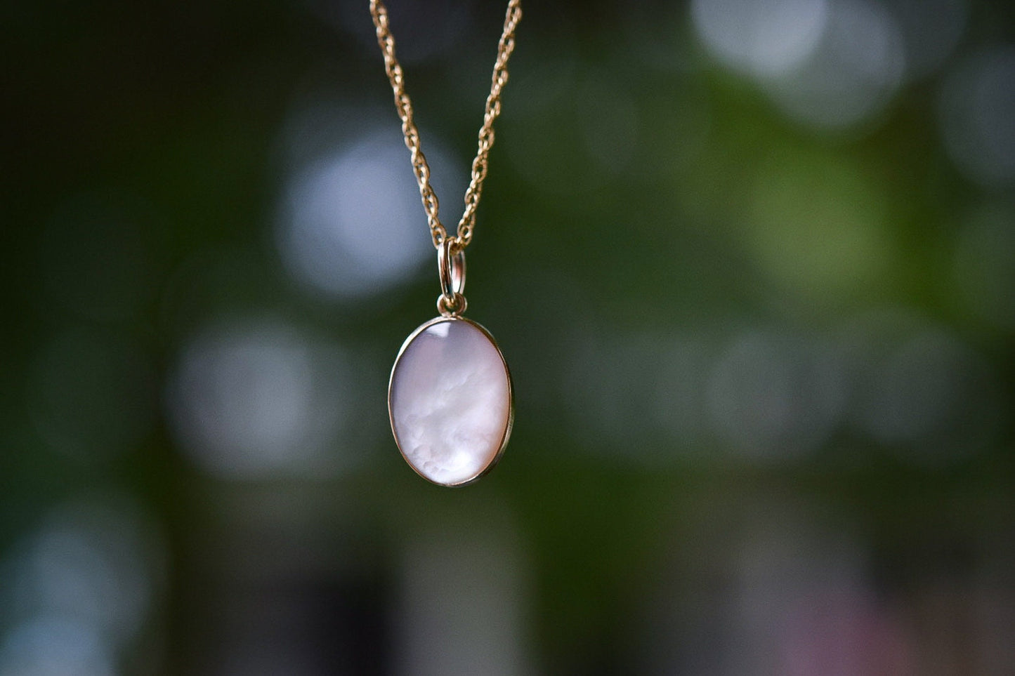 Mother Of Pearl Gold Necklace/ Gold-Filled