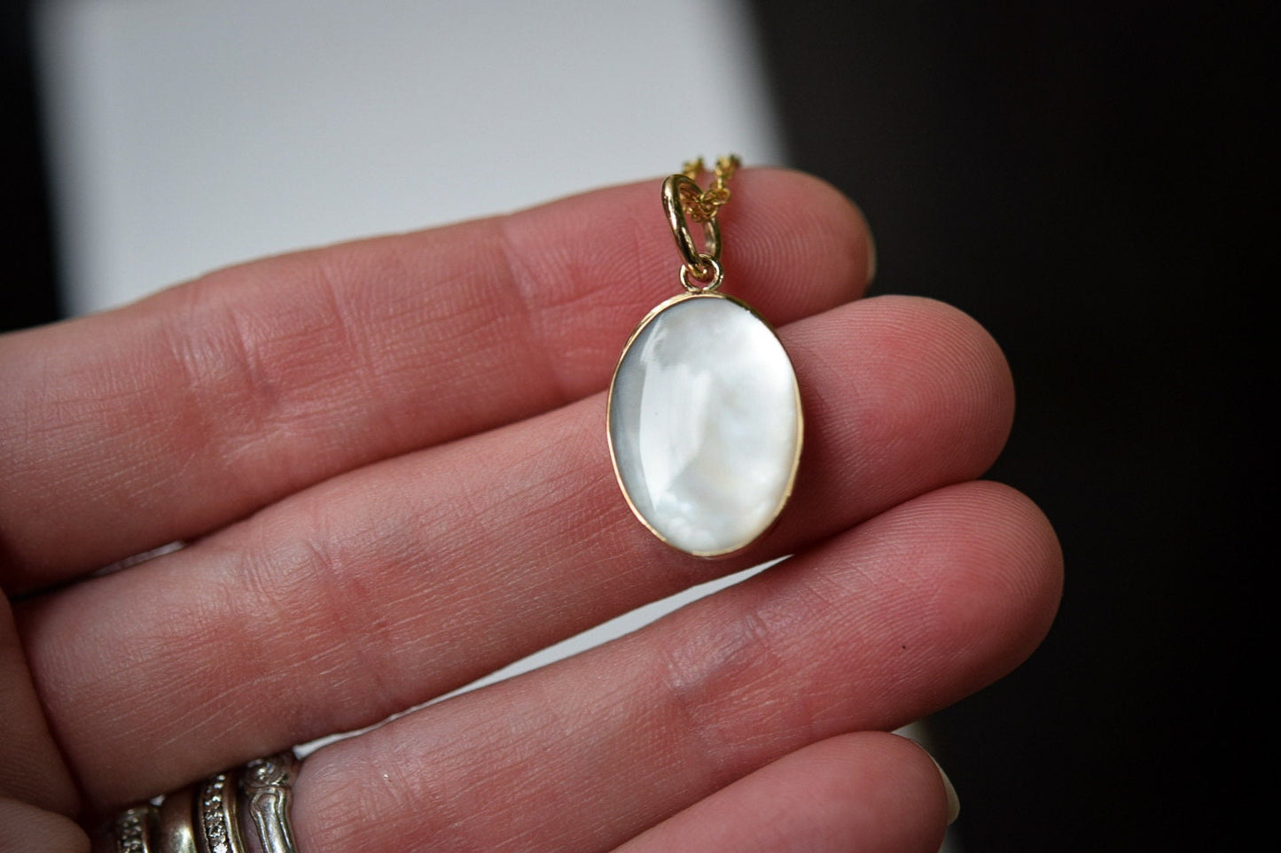 Mother Of Pearl Gold Necklace/ Gold-Filled