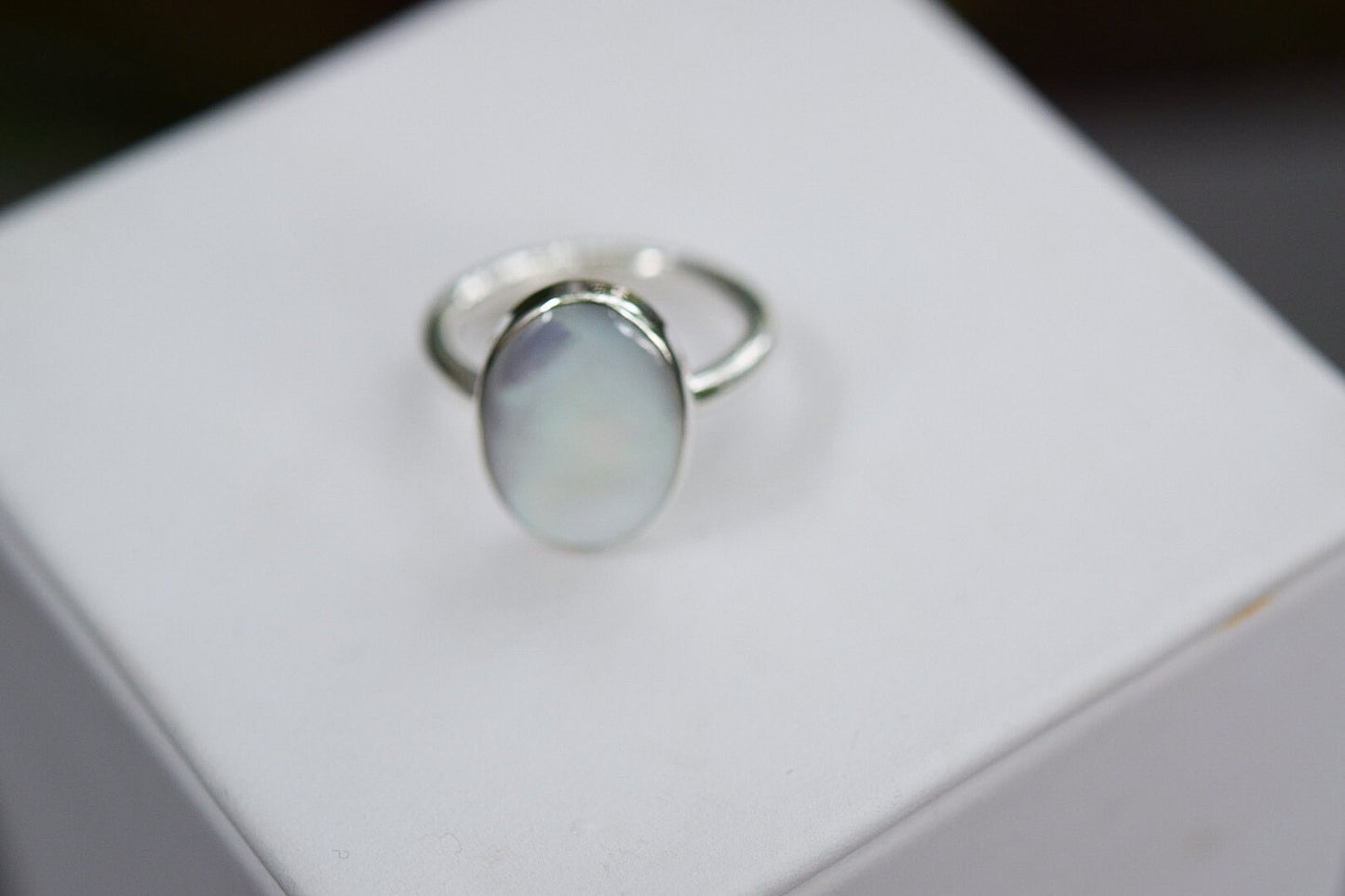 Mother of Pearl Ring/ Sterling Silver/ White Mother of Pearl
