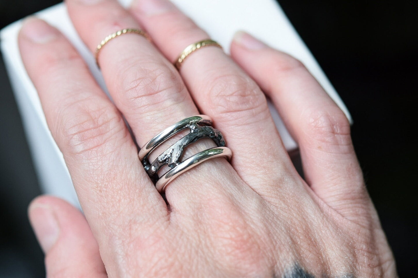 Wide Branch Ring/ Sterling Silver/ Branch Ring/ Nature Ring