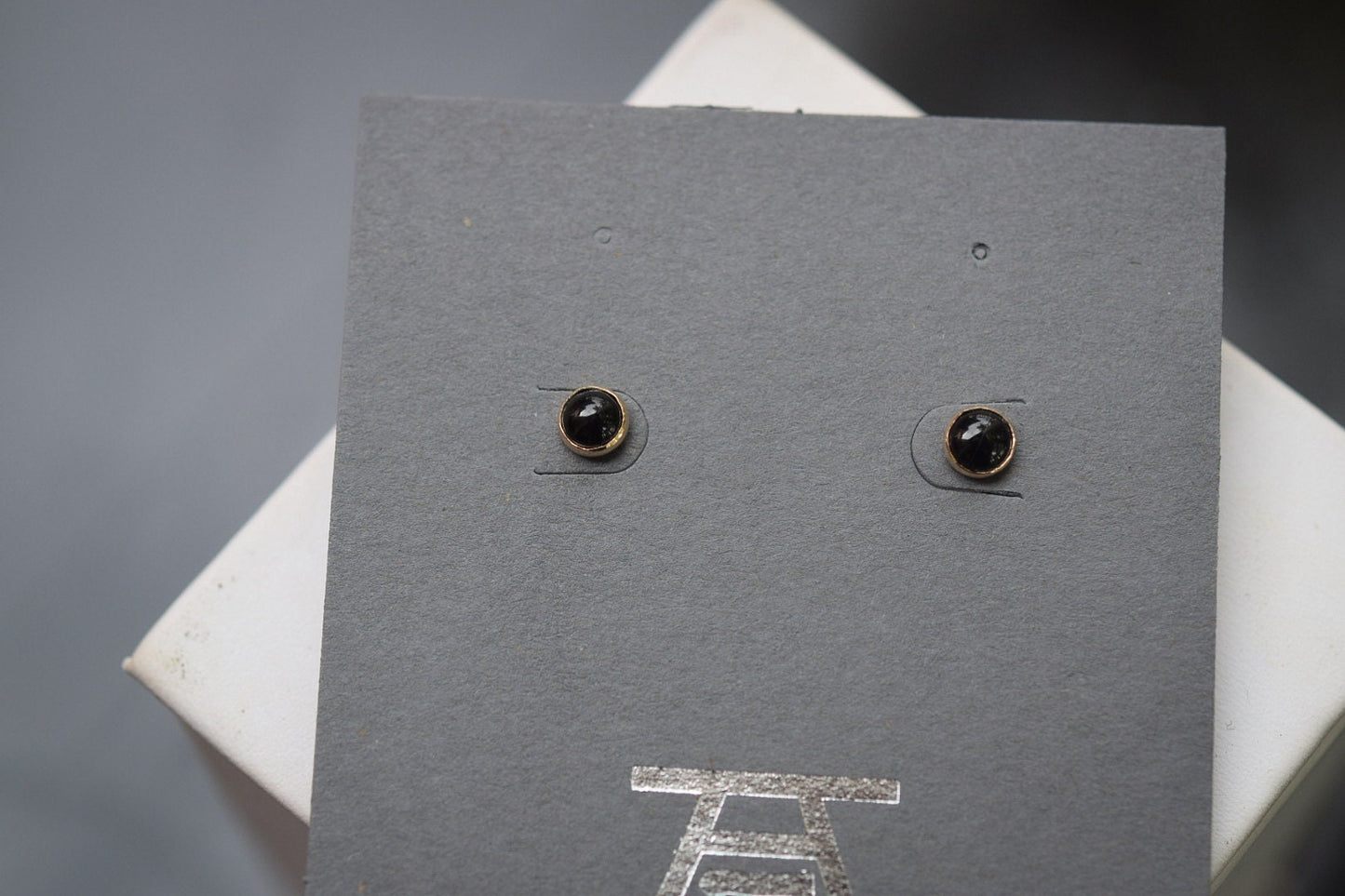 Gold Black Onyx Studs/ Solid 14k / 5mm Post Earrings