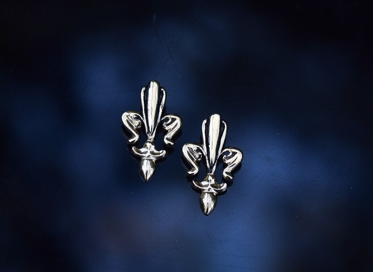 Gold Fleur De Lis Earrings/ 14k Vermeil/ Post Earrings