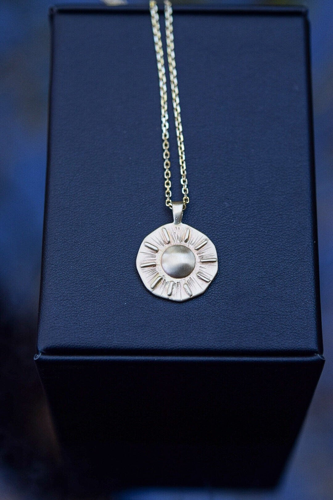 Solid 14k Gold Sun / Solid Gold Sun Necklace/ Ancient Sun Pendant/ Coin Sun Necklace/OOAK
