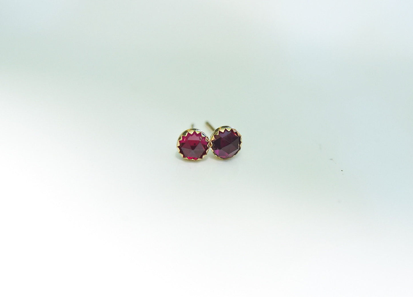 Solid Gold Ruby Studs/ 14k Gold/ 5mm Stud Earrings