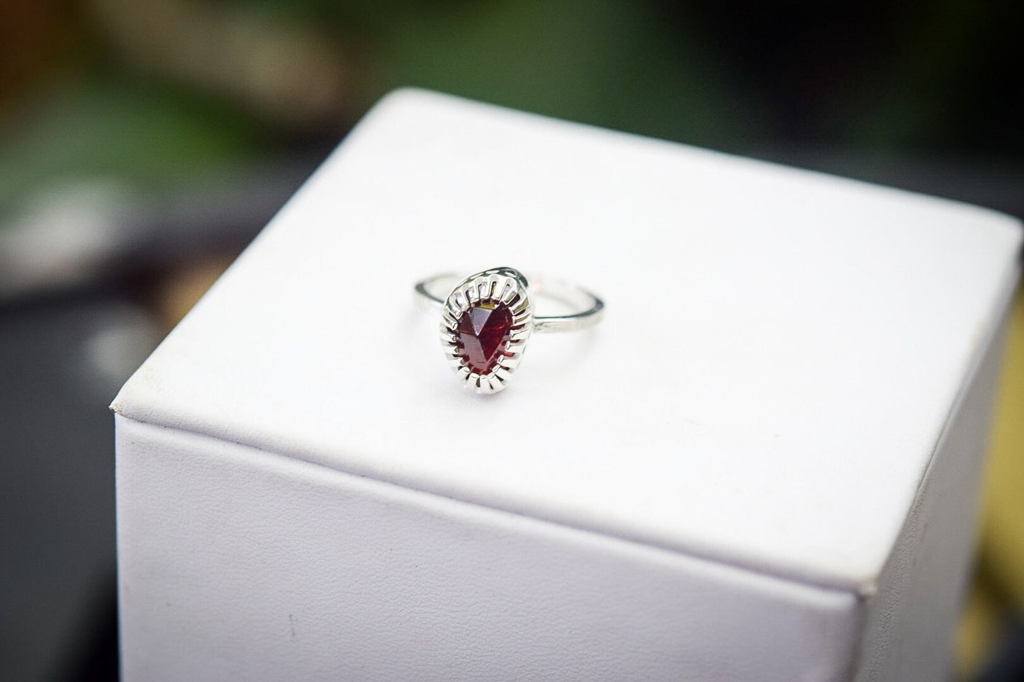 Garnet Stacking Ring/ Sterling Silver/ Stacking Ring