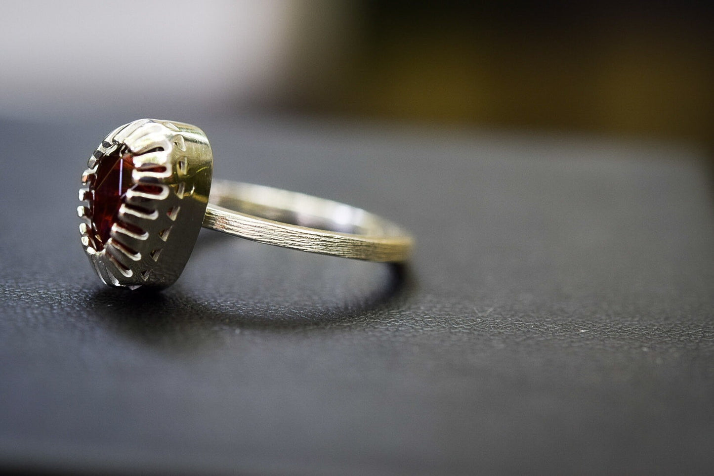 Garnet Stacking Ring/ Sterling Silver/ Stacking Ring