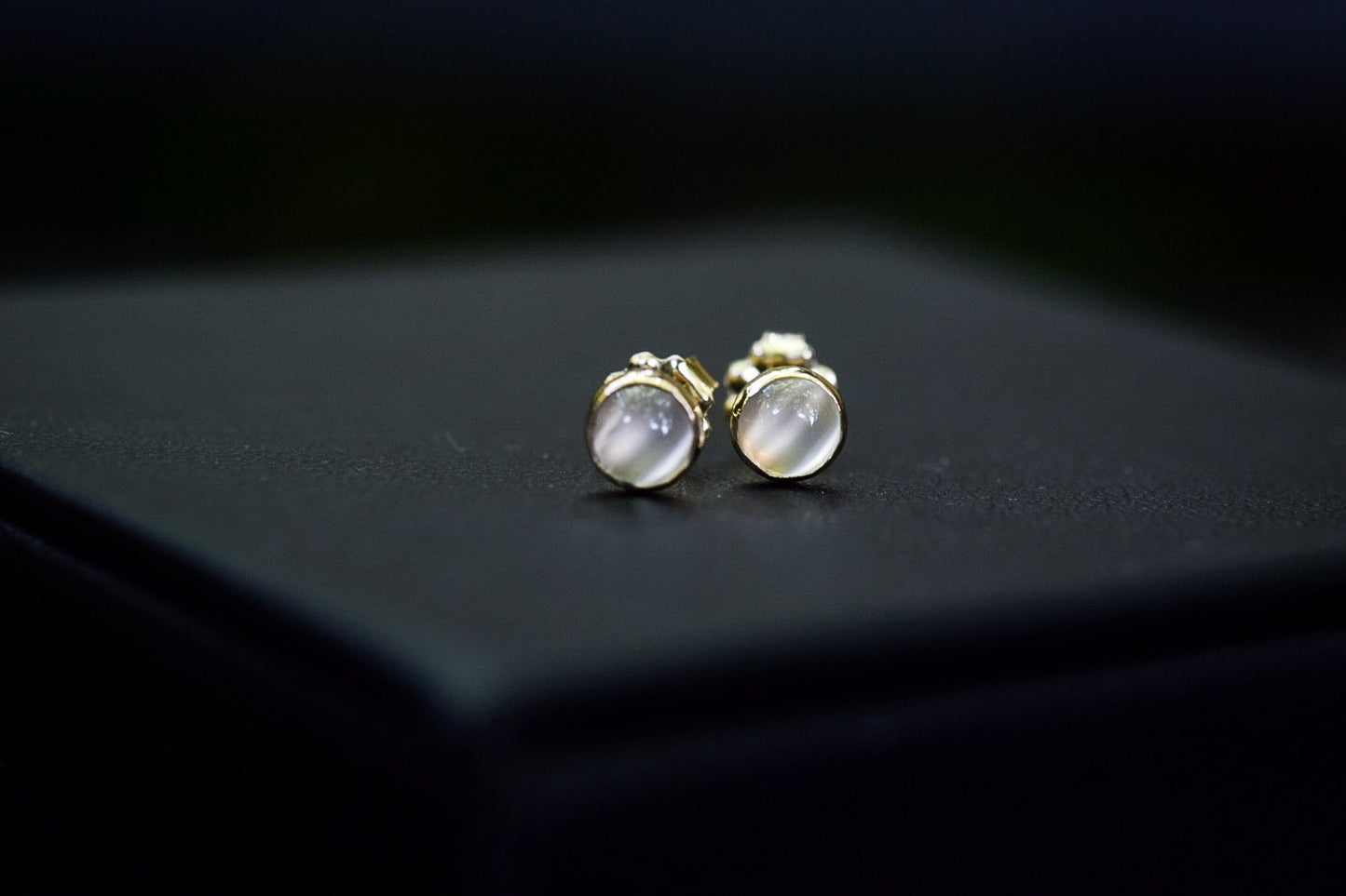 Gold Moonstone Earrings/ Small Moonstone Studs/ Post Earrings
