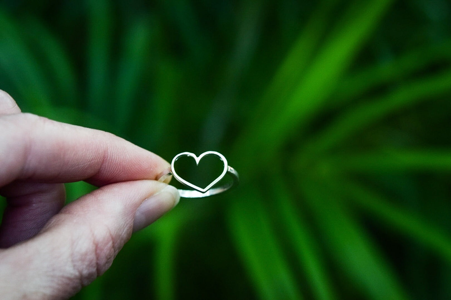 Heart Ring/ Sterling Silver/ Open Heart Ring
