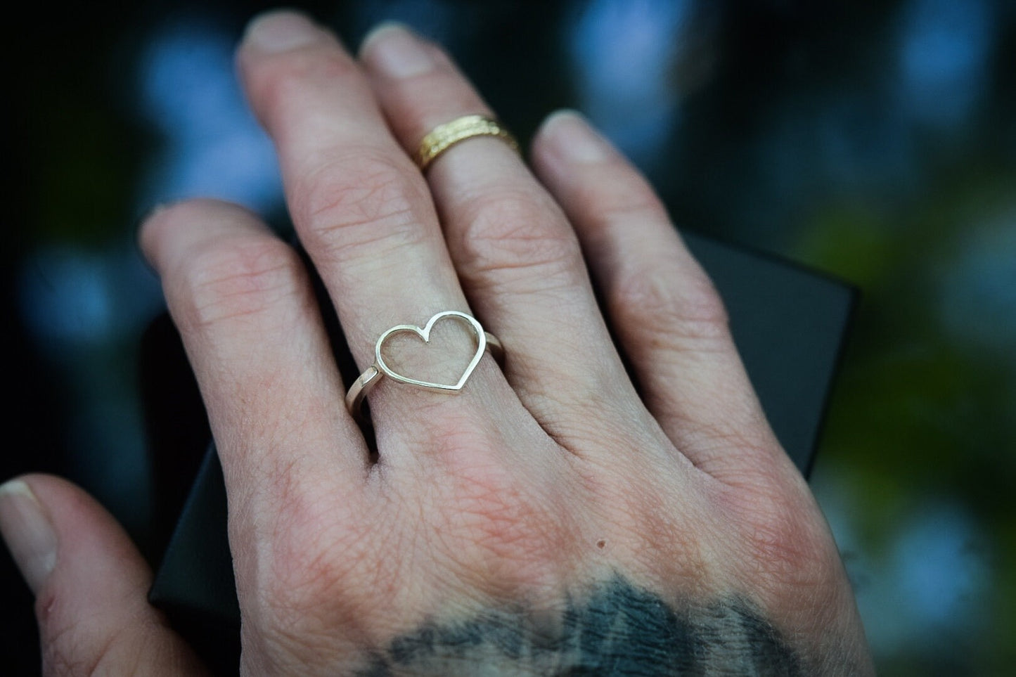 Heart Ring/ Sterling Silver/ Open Heart Ring