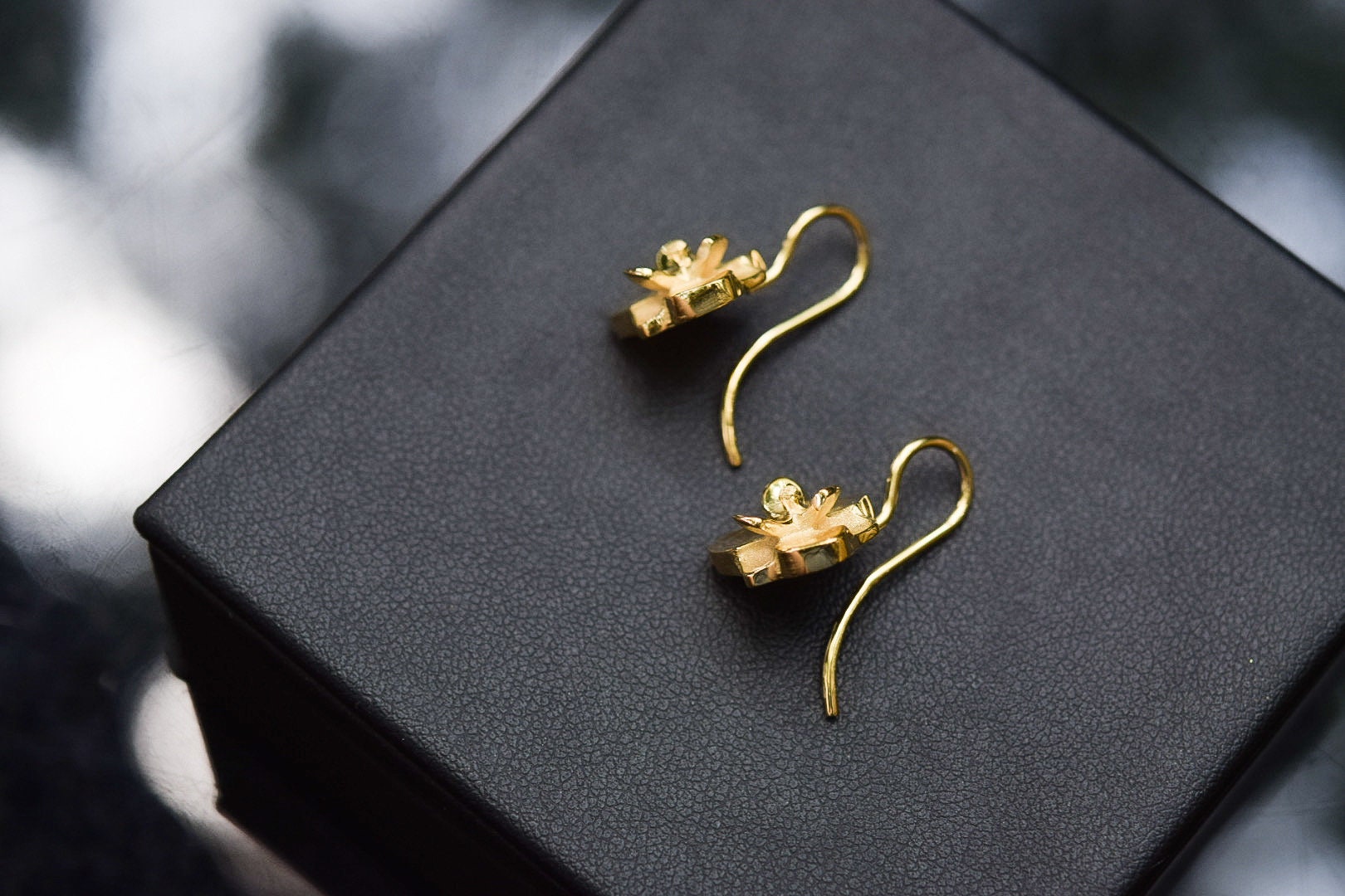 Gold Vermeil Magnolia Earrings/ Magnolia Post Earrings/ Dangle Earrings