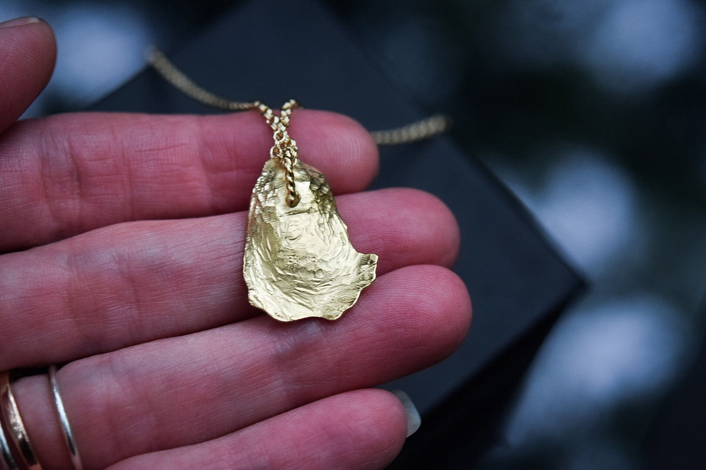 Gold Oyster Necklace/ 14k Gold Vermeil/ Oyster Necklace