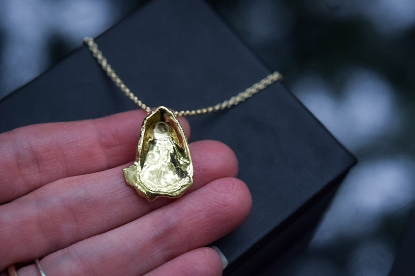 Gold Oyster Necklace/ 14k Gold Vermeil/ Oyster Necklace