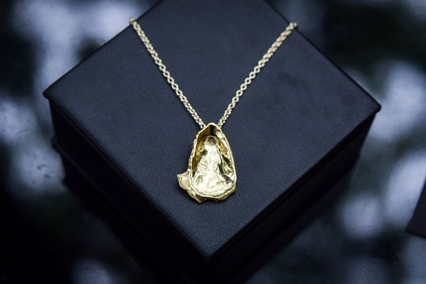 Gold Oyster Necklace/ 14k Gold Vermeil/ Oyster Necklace