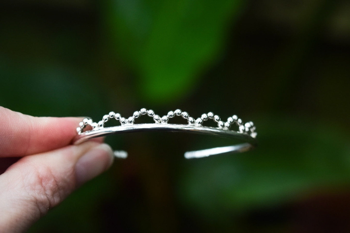 Small Scalloped Cuff/ Sterling Silver/ Lace Cuff/ Beaded Cuff