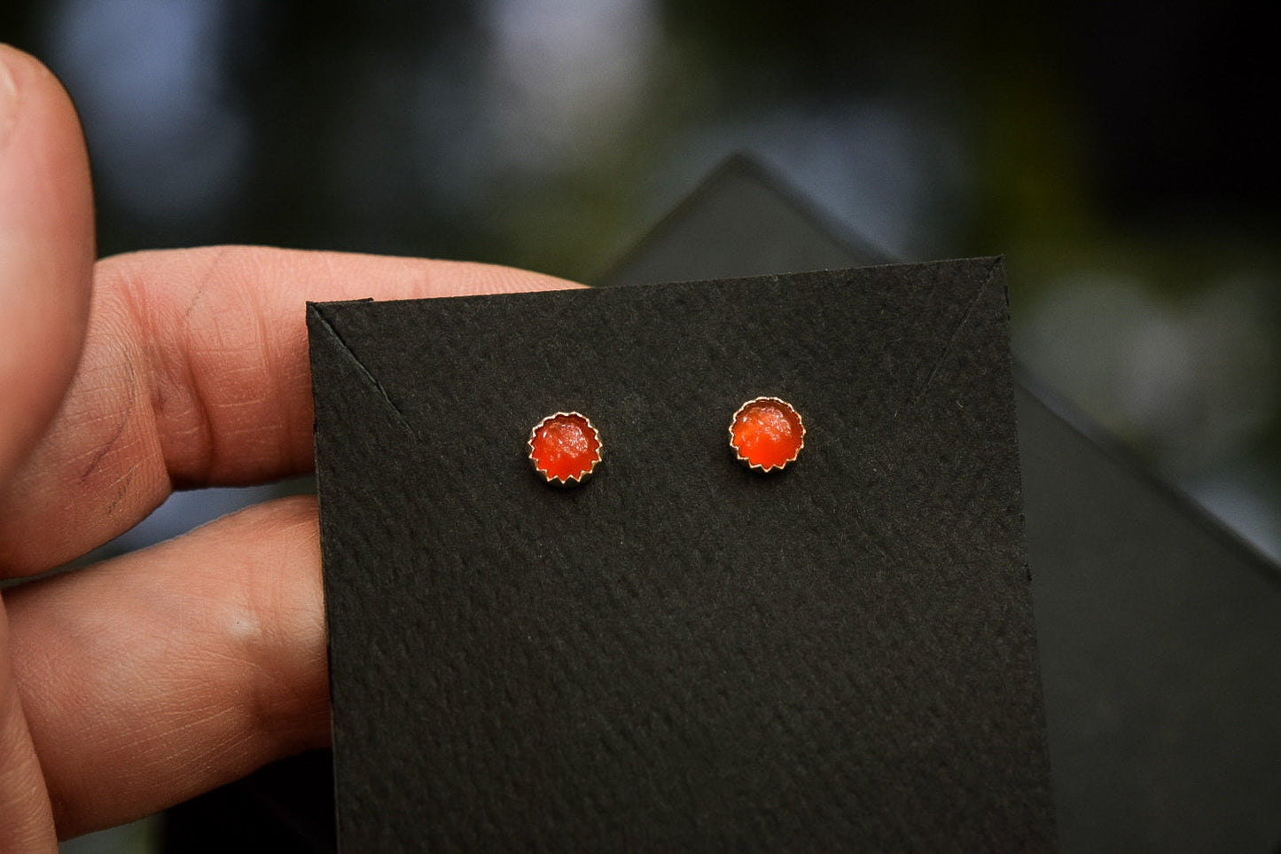 Carnelian Studs/ Sterling Silver/ Post Earrings/ Small 5mm Carnelian Earrings