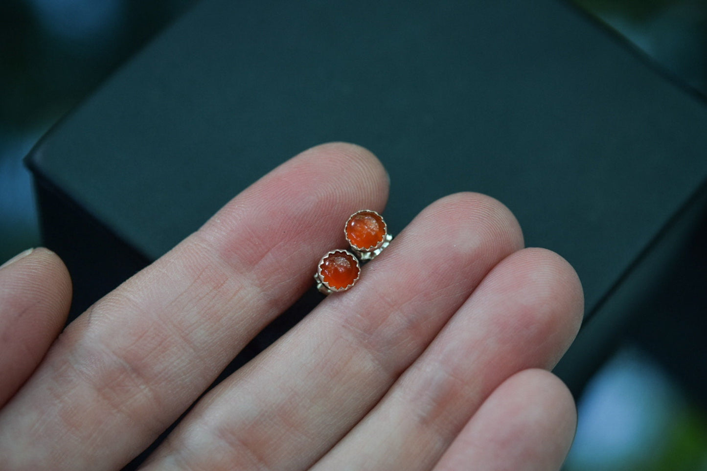 Carnelian Studs/ Sterling Silver/ Post Earrings/ Small 5mm Carnelian Earrings