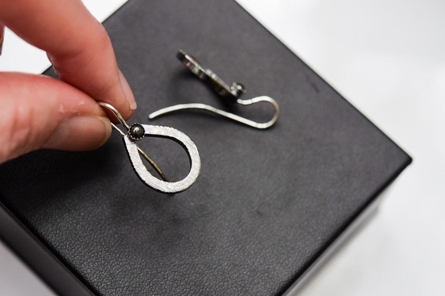 Teardrop Earrings/ Oxidized Sterling Silver
