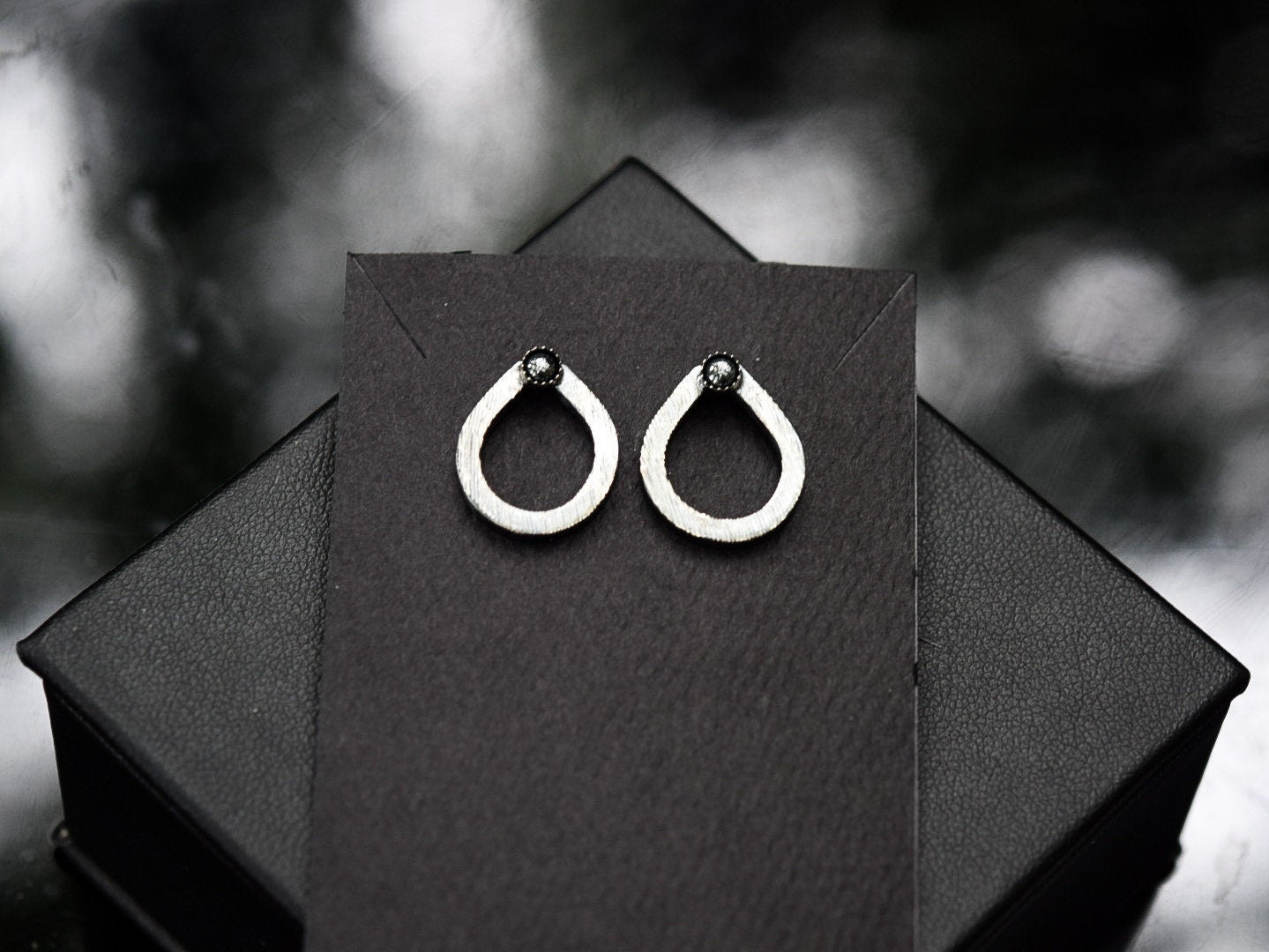 Teardrop Earrings/ Oxidized Sterling Silver