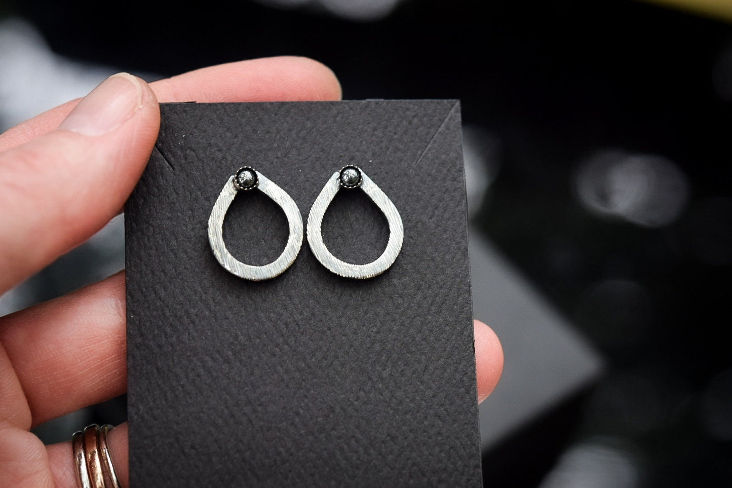Teardrop Earrings/ Oxidized Sterling Silver