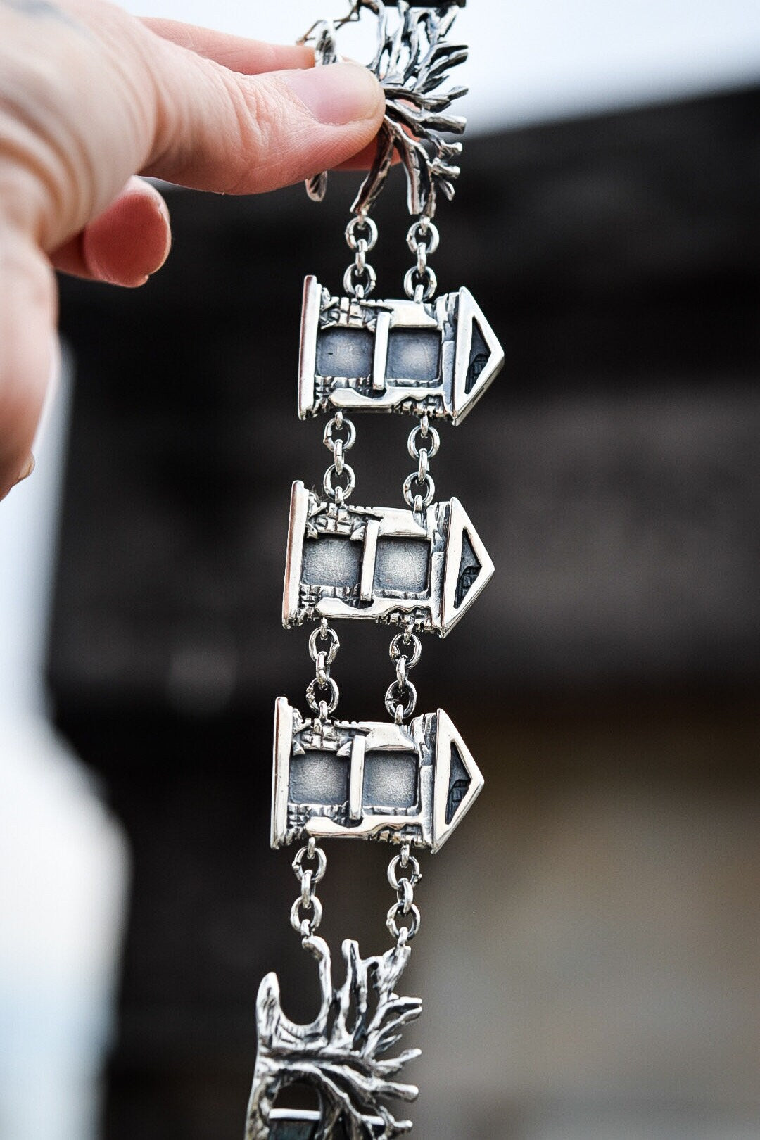 New Orleans Cemetery Bracelet/ Sterling Silver/ New Orleans Tomb/ Statement Bracelet