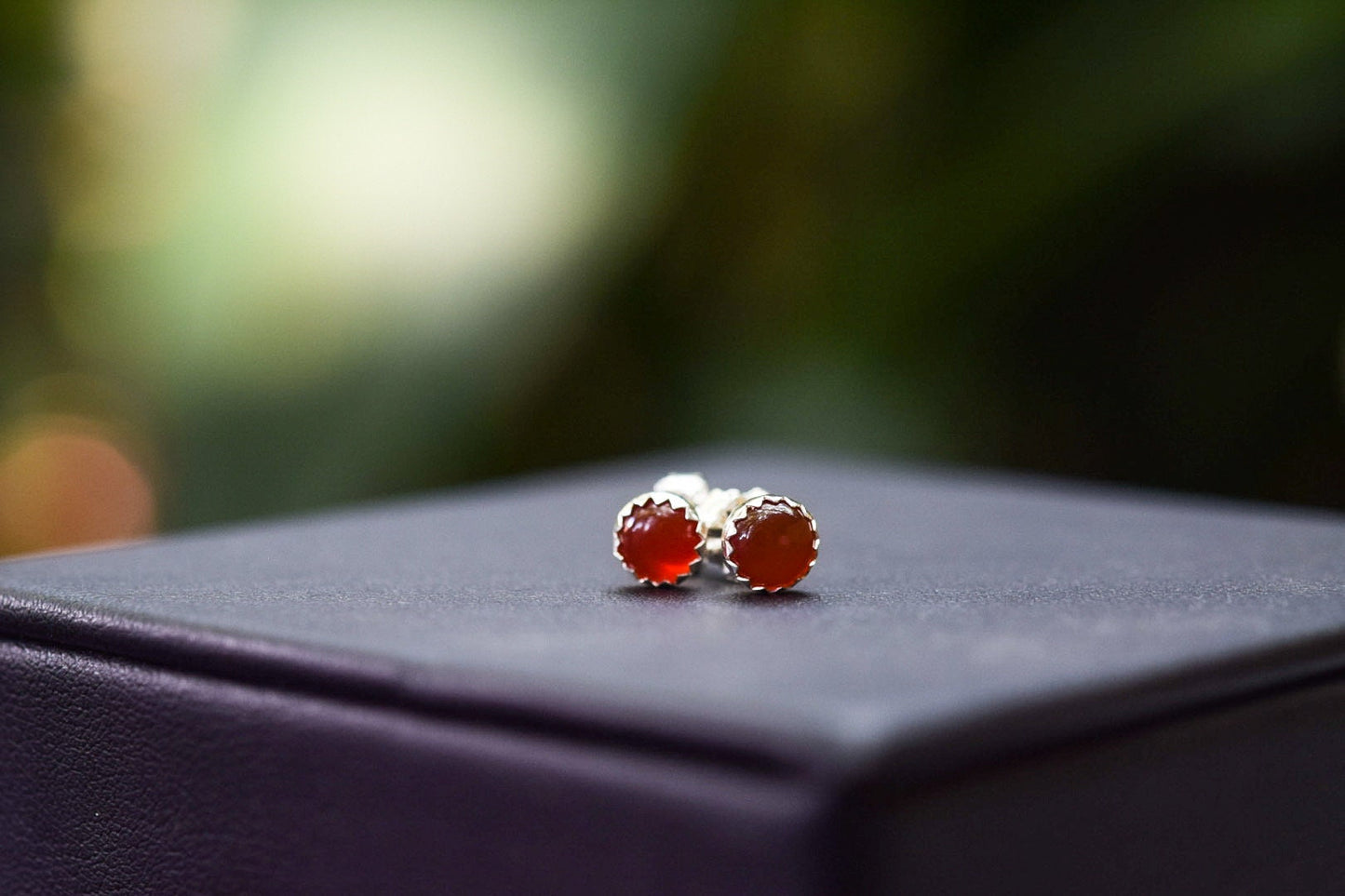 Carnelian Studs/ Sterling Silver/ Post Earrings/ Small 5mm Carnelian Earrings