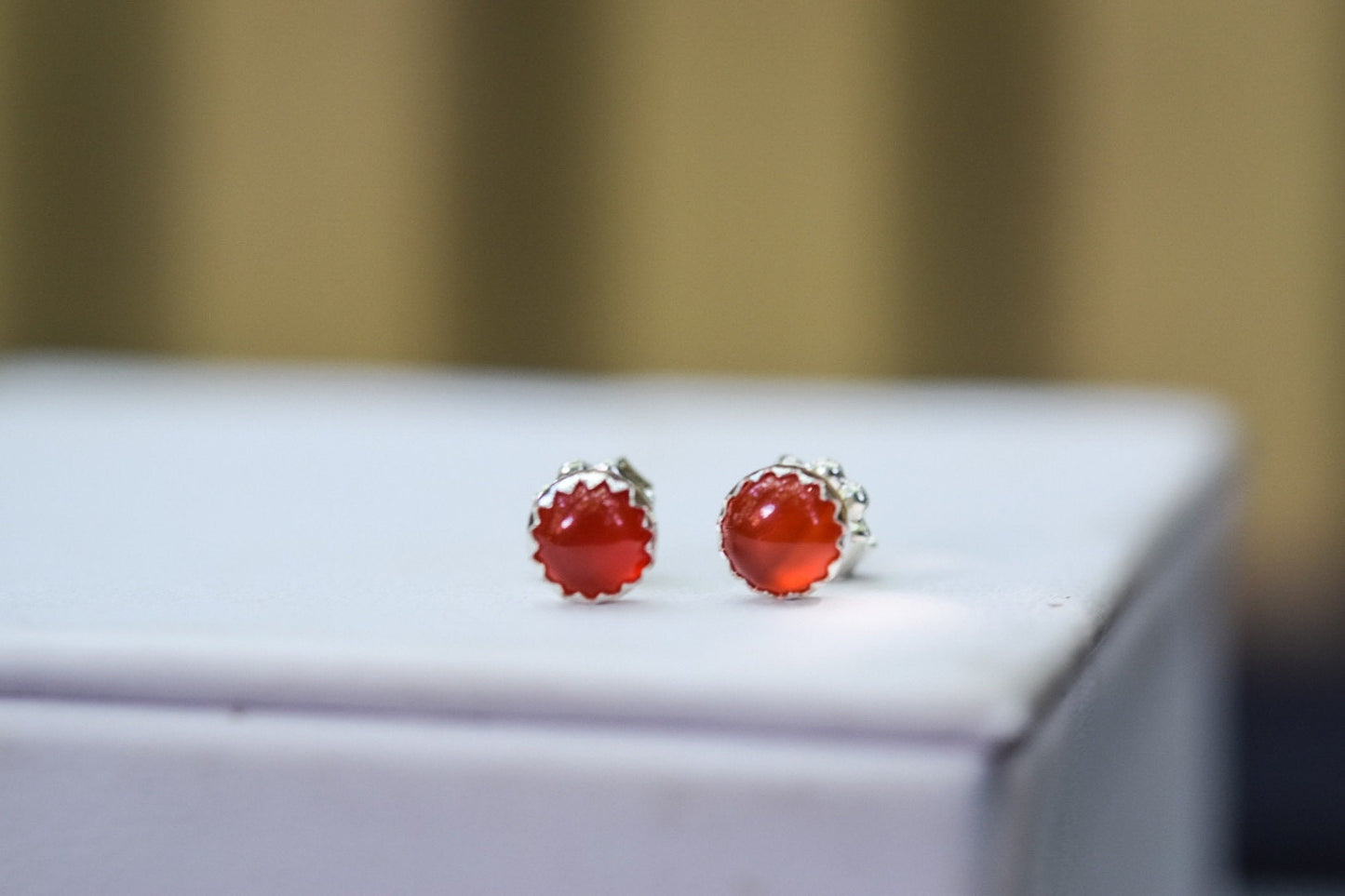 Carnelian Studs/ Sterling Silver/ Post Earrings/ Small 5mm Carnelian Earrings