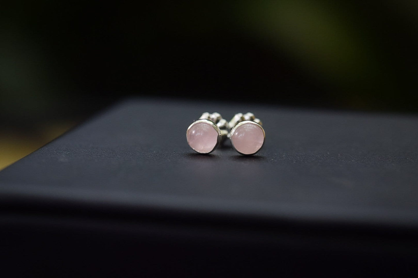 Rose Quartz Studs/ Sterling Silver/ Small 5mm Rose Quartz Earrings/ Rose Quartz Studs