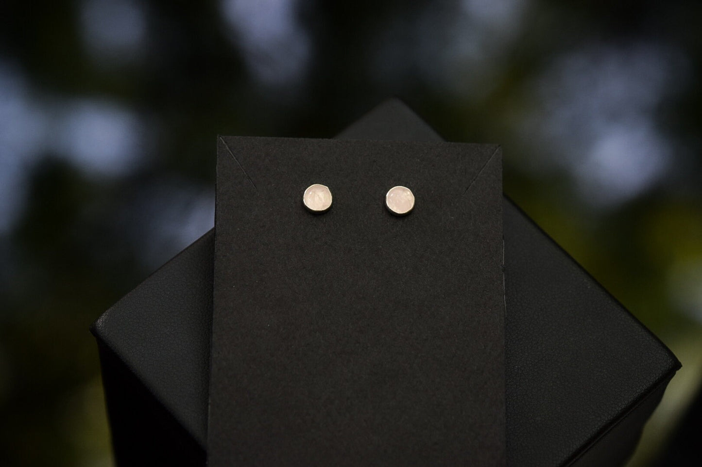 Rose Quartz Studs/ Sterling Silver/ Small 5mm Rose Quartz Earrings/ Rose Quartz Studs